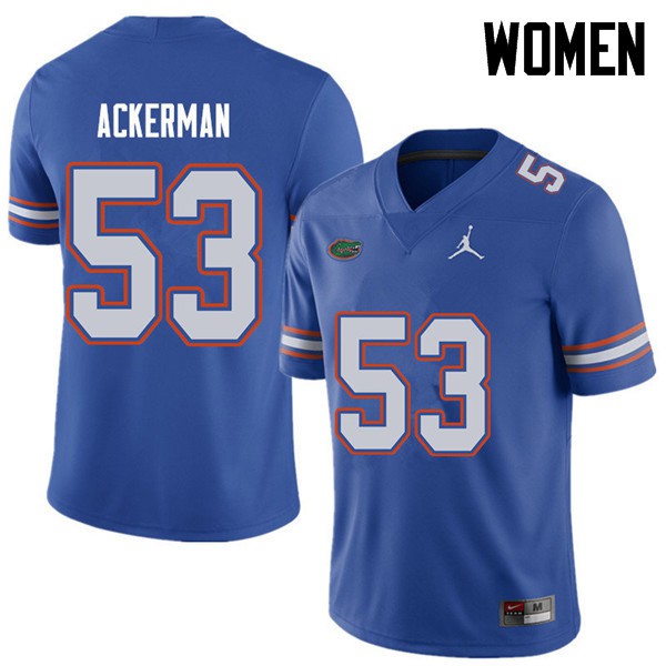 Jordan Brand Women #53 Brendan Ackerman Florida Gators College Football Jerseys Royal